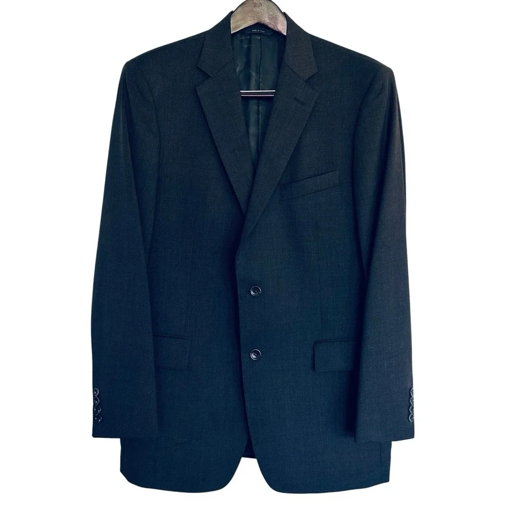 Brooks Brothers 1818 Madison Charcoal Blazer 42L Italy Trabaldo Togna Wool